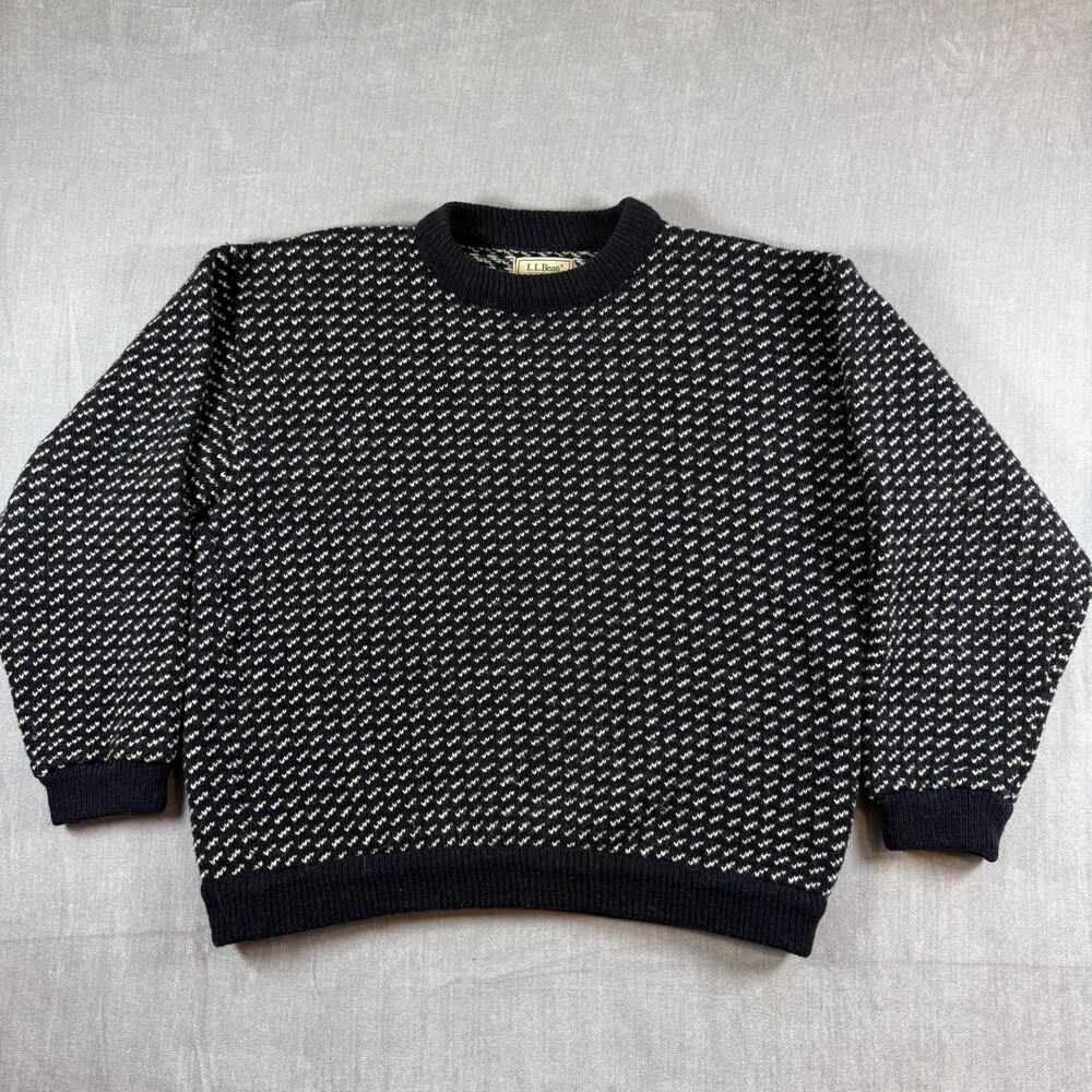 Vintage 80s L.L. Bean Norwegian Birdseye Sweater XL - Made in Norway -Wool Blend